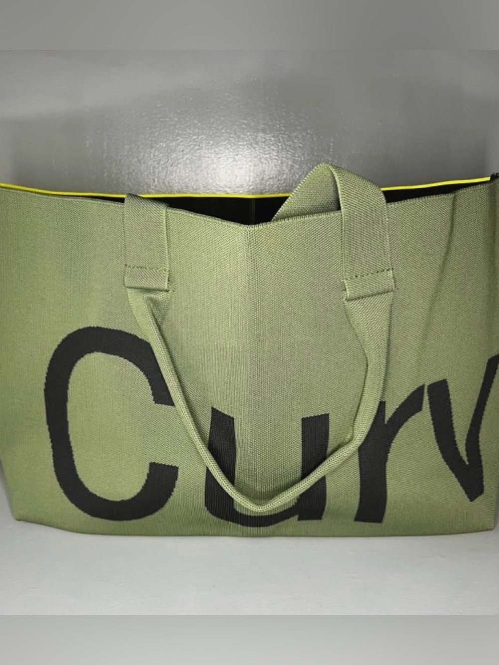 Olive Green Canvas Tote with Bold Black Logo